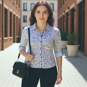 Renuar Blouse, Size 12, Multicolor